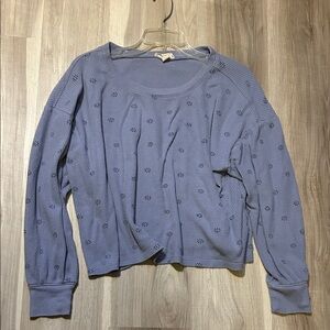 Madewell Women's Blue waffle Long Sleeve Top - medium